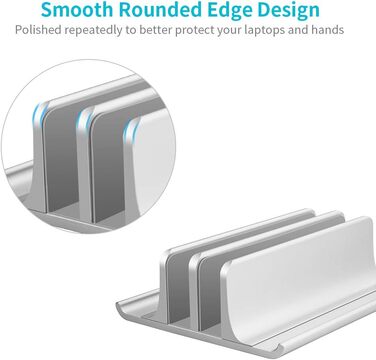 Підставка для ноутбука VAYDEER вертикальна, регульована, алюмінієва 4-в-1, для MacBook, iPad, ноутбуків до 17.3 дюймів - срібна