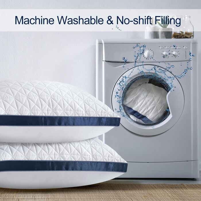 Подушки для сну 40x80 см, 2 шт. - ортопедичні подушки для тих, хто спить на боці з мікрофібровою начинкою, дихаючі, м'які та підтримують. Колір: морська хвиля