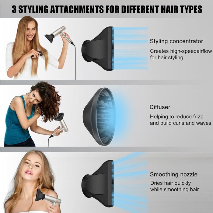 Фен для волосся Slopehill з безщітковим двигуном, Oxy Active Technology, LED-дисплеєм, 2000 Вт, колір Champagne Gold