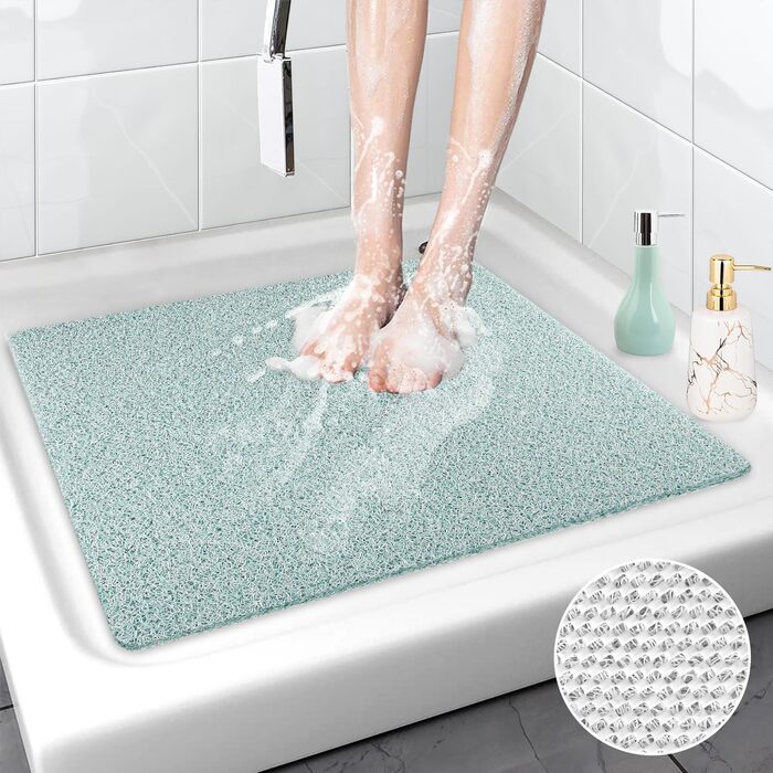 Нековзний килимок для душу Bylphy, протиковзкий килимок для ванни з масажним ефектом, килимок для душу з ПВХ-люфи, швидковисихаючий килимок для ванної та вологих приміщень (зелений, 60 х 60 см)