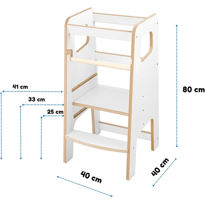Дитячий навчальний стільчик Монтессорі з перекладиною – білий кухонний помічник, підставка для малюків, безпечний та надійний, з фіксатором, регульована висота, улюблець батьків, сучасний та стійкий, модель 4 - Білий (модель 3 - Білий)