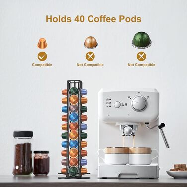 Тримач для капсул кави JIAMOEAT для Nespresso - органайзер на 40 капсул, чорний