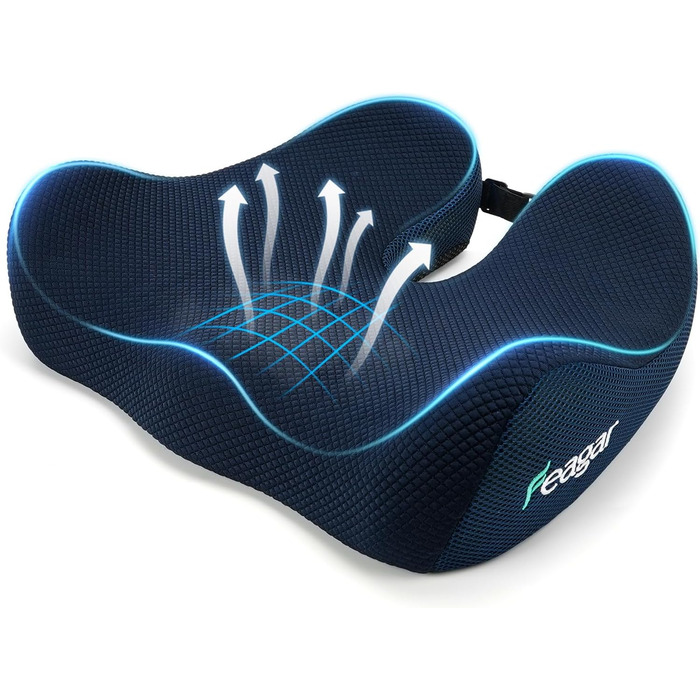 Ортопедична подушка для сидіння Feagar з Memory Foam - ергономічна подушка для офісного крісла, авто та дому - подушка для куприка, зняття напруги при тривалому сидінні, антиковзаюча (до 100 кг) (Темно-синій)