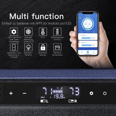 Автохолодильник AAOBOSI 72L з Wi-Fi, USB, 12/24/240V, до -20°C для авто, кемпінгу та подорожей