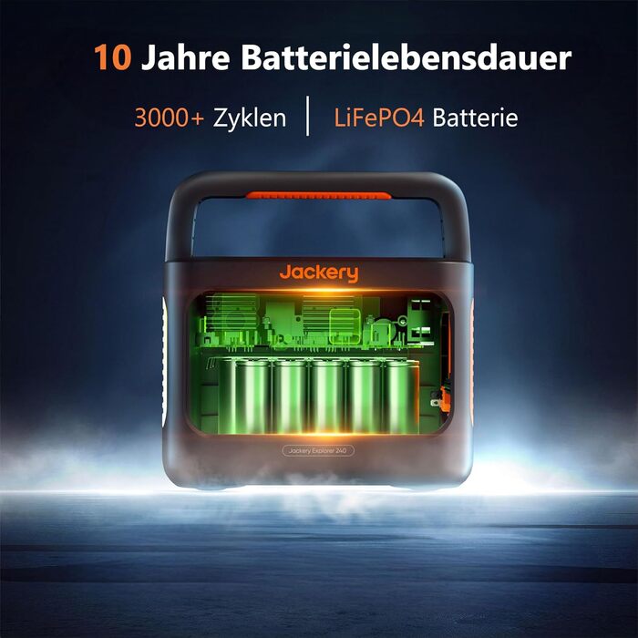 Jackery Explorer 240 v2: Сонячний генератор 256Wh LiFePO4 з 300W AC та 100W USB-C виходом для кемпінгу, подорожей та надзвичайних ситуацій (відновлений)