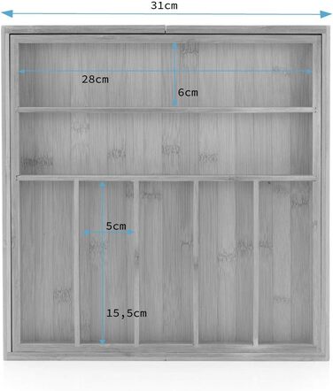 Лоток для столових приборів Homede з бамбукового дерева 7-9 відділень органайзер 32-50x35см