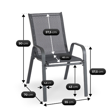 Комплект садових меблів MEBEL ELITE, сірий текстиль, 7 предметів