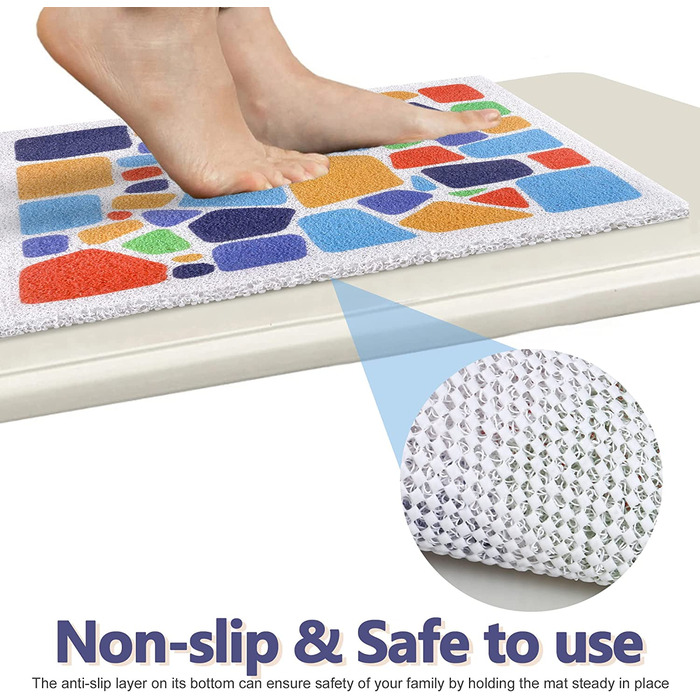 Безпечний нековзний килимок для душу, 60 * 60 см, м'який комфортний килимок для ванної з дренажними отворами, масажні килимки для душа з ПВХ-люфи для вологих приміщень, швидковисихаючі (площа 2 - 60X60 см)