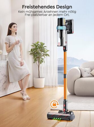 Бездротовий акумуляторний пилосос 50KPA/600W з подовжуваним шлангом 1м, стійка підставка, автоматичний режим, насадка проти ковтунів, багаторівнева фільтрація для килимів/твердих поверхонь/автомобіля