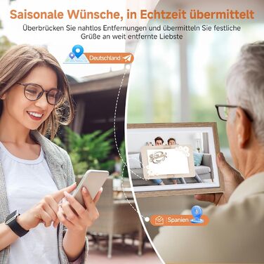 Ролеї Smart Frame WiFi 1010: Цифровий фоторушій з Wi-Fi, 10.1 дюйма, IPS сенсорний екран, 32GB, дерево (дуб)