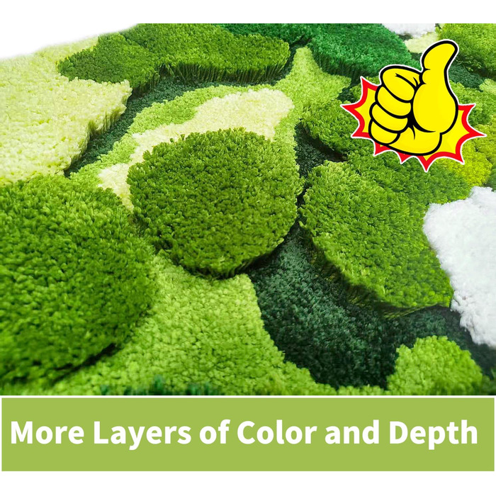 Килимок для ванної кімнати з м'яким зеленим мохом, 61 x 152 см, Boho стиль, антиковзаюча, швидковисихаюча, для ванної, кухні, спальні