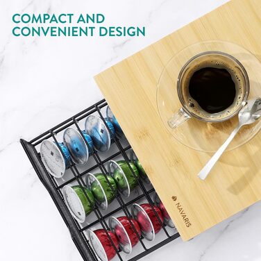 Тримач для капсул Tassimo Navaris з бамбука та заліза - органайзер для 54 капсул - чорний