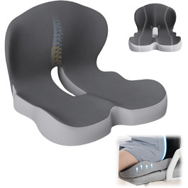 Ортопедичний наповнювач для сидіння з Memory Foam, 2025 - подушка для спини та сидіння, з підтримкою попереку, L-подібна поперекова подушка, для офісних та автомобільних крісел (Сірий)