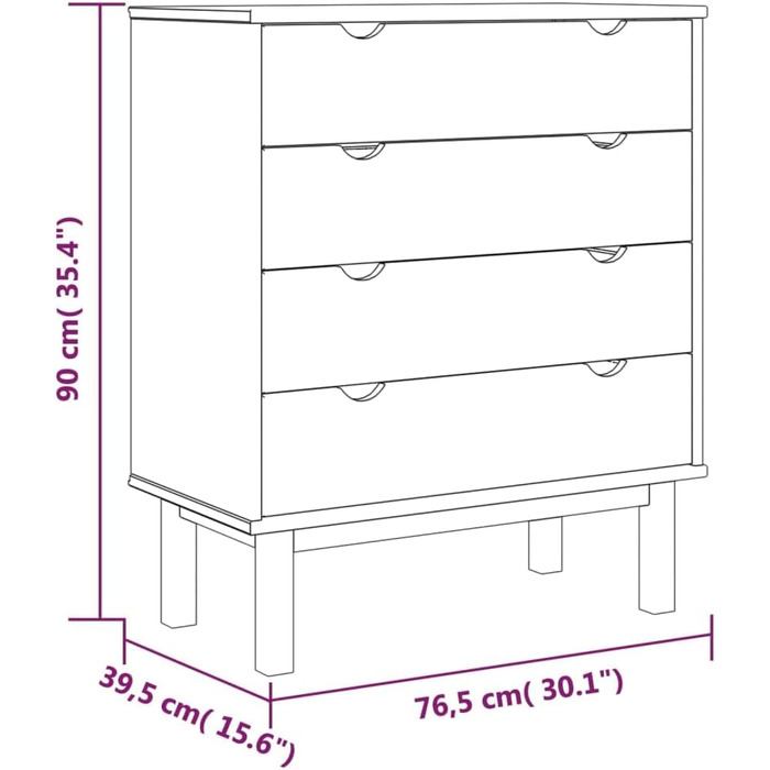 Шухляда Комод Масив Сосна Коричневий 76.5x39.5x90см