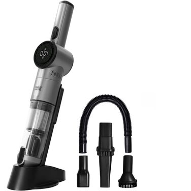 LEBENLANG Бездротовий ручний пилосос з акумулятором + 2 HEPA-фільтри | Потужність 17000Pa | Зі станцією зарядки | Для дому та авто