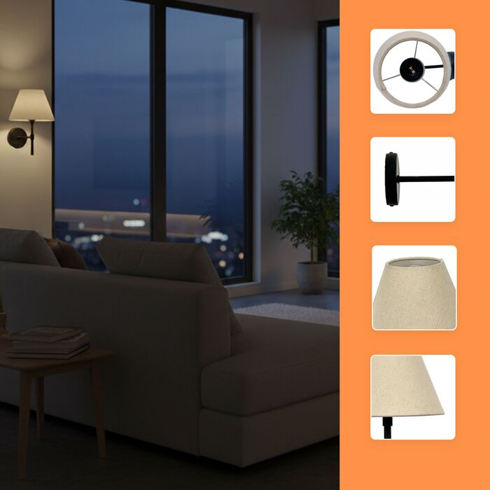 Relaxdays Стильна настінна лампа з тканинним абажуром