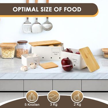 Набір контейнерів для зберігання картоплі, цибулі та часнику Lannvan [3 шт.] - білий. З вентиляційними отворами, зберігає овочі свіжими.