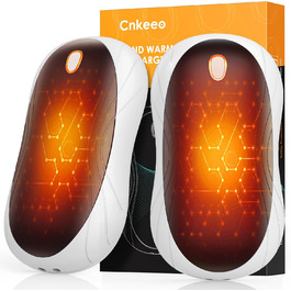 Електричні грілки для рук Cnkeeo 2 шт. з роздільним магнітним з'єднанням, Powerbank USB, 3 режими нагріву, для спорту, риболовлі, полювання, чорно-білі