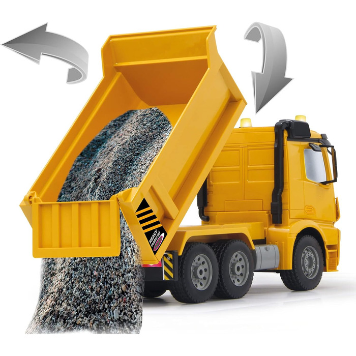 Екскаватор-самоскид JAMARA Mercedes-Benz Arocs 2.4 GHz з дистанційним керуванням, звук двигуна, світлодіоди, повний привід