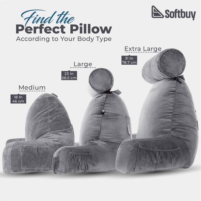 Велике читальне крісло-подушка Softbuy 78,7 см з підголовником, регульована XL-подушка для ліжка, м'яке крісло для дорослих з підлокітниками, ідеально для читання та відпочинку, велике X-Large