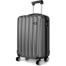 KONO Легкий ручний багаж, 55 x 35 x 20 см, жорсткий корпус, ABS, 4 колеса, сірий колір