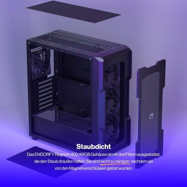 Комп'ютерний корпус ENDORFY Regnum 400 Air, 4x120 мм PWM вентилятори, скляна бічна панель, просторий, високий повітряний потік