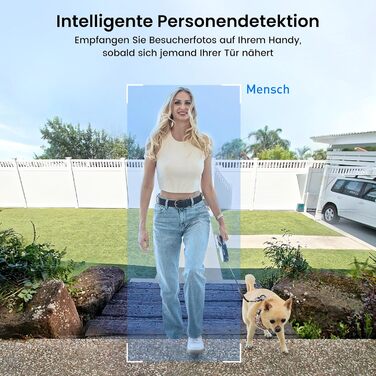 Бездротовий відеодомофон з камерою AOSU 2K HD з PIR-датчиком та детекцією пакунків, сумісний з Alexa