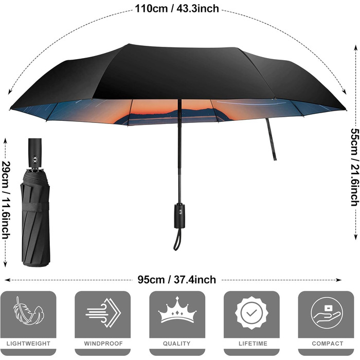 Компактна парасолька з автоматичним складанням ZUOYOUZ з милими принтами, захищена ультрафіолетом, падаюча зірка