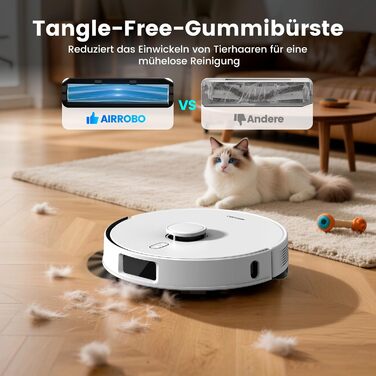 Робот-пилосос AIRROBO T30+ з функцією миття, 6000Pa, LiDAR-навігація, 240 хв роботи, App-керування, білий малюнок