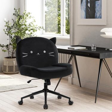 Офісний стілець IWMH без підлокітників, регульований по висоті, поворотний, з роликами, обтягнутий тканиною, ергономічний, крісло для читання з широким сидінням для посадки в турецькому стилі (Білий). Білий з колесами (Чорний, з колесами)