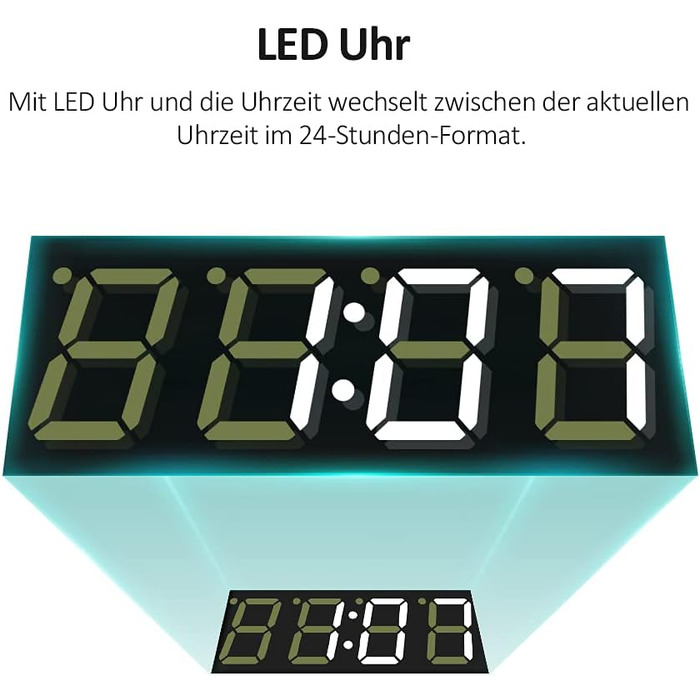 LED дзеркало для ванної кімнати EMKE 90x70 см з підсвічуванням, годинником та захистом від запотівання, IP44