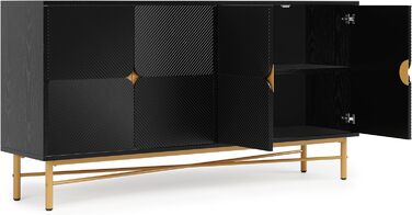 Комод з подвійними дверцятами та 3 висувними ящиками, 140x40x76 см (160x40x82 см), чорний