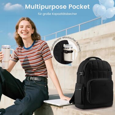 LOVEVOOK Рюкзак для жінок, чорний, 15.6 дюймів, водовідштовхуючий, з відділенням для ноутбука, для школи, університету, роботи