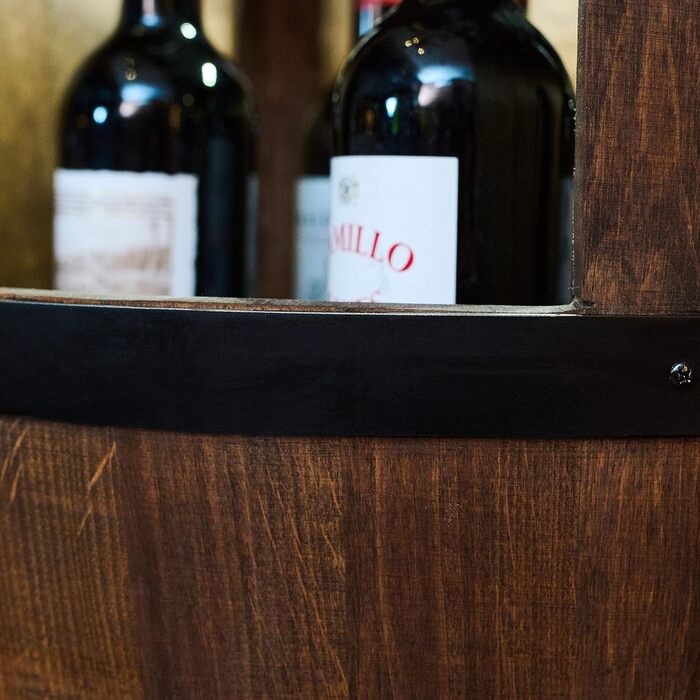 Дерев'яний бар з полицями для вина CREATIVE COOPER Fass - LED підсвітка, 80x50 см, стилістика рустік