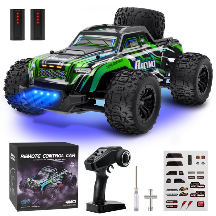 RC Автомобіль 1:18 - Швидкісний позашляховик 2.4GHz з LED підсвіткою, 2 батареї, 25 км/год, для хлопчиків від 3 років