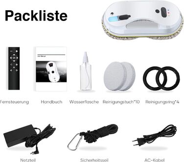 Робот для миття вікон, 5600 Па, електричний, 3 режими миття, інтелектуальна навігація, розпізнавання країв, з пультом дистанційного керування, бак 40 мл, для гладких поверхонь