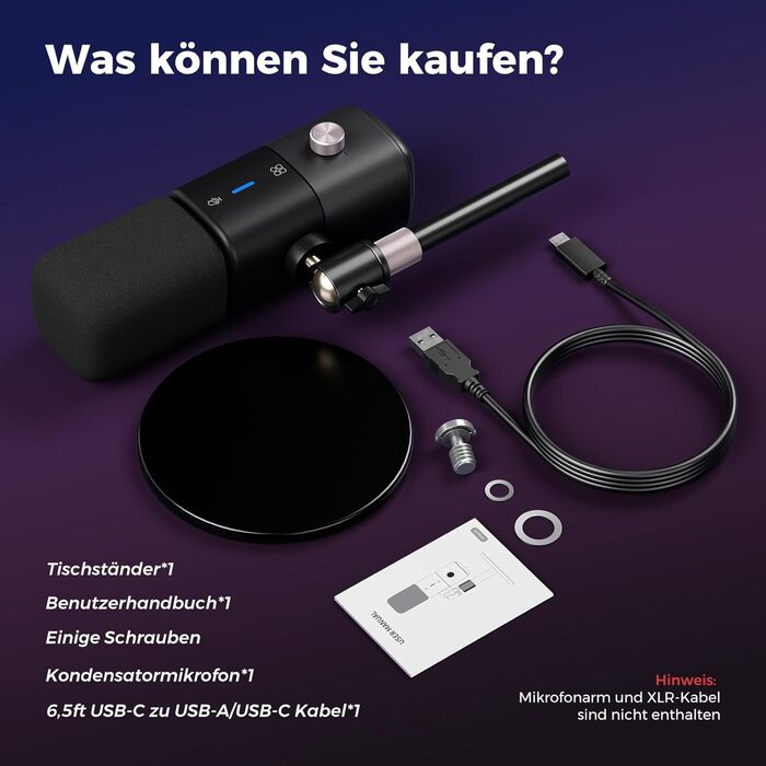 Kondensторний мікрофон NearStream AM25X USB/XLR зі стійкою: Набір для подкастів, стримінгу, студії та ігор на PC/PS5/PS4. З функцією моніторингу та шумозаглушенням.