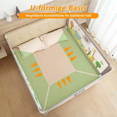 Бортики для ліжка дитячі 3 шт. (2x200 см + 1x180 см) складні, захист від випадання, малюнок 'Джунглі', для малюків та дітей