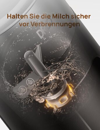 Електричний спінювач молока Dreo 8-в-1 для лате-арту, 270 мл, з підігрівом, LED, чорний
