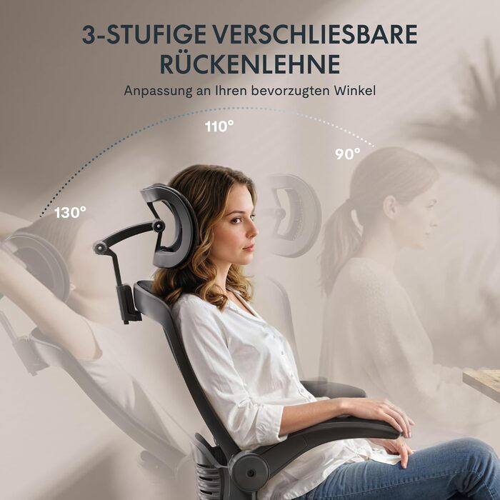 Офісний стіл FLEXISPOT Pro (Чорний Mesh): ергономічний крісло з регульованою підголівником, підлокітниками та поперековою підтримкою, функція гойдання 120° для дому, офісу та робочого кабінету