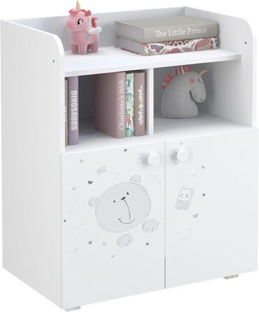 Комод для дитячої кімнати Shefa Wickelkommode 700 Teddy, білий - сучасний комод для немовлят, 47 x 70 x 86 см, білий, ведмедик