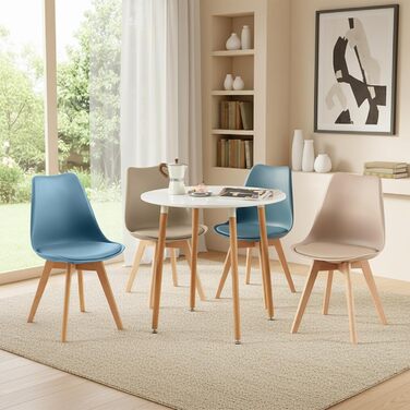 Елегантний стілець для обідньої зони EGGREE: скандинавський дизайн, міцна конструкція з бука, зручний м'який сидіння, набір 4 шт.