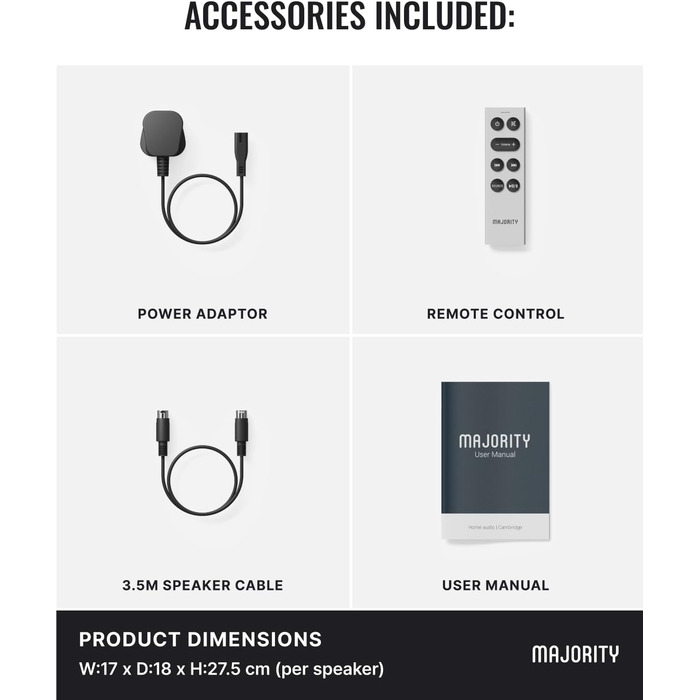 Активні Bluetooth-колонки Majority D100X 100W, вуглецеві драйвери, HDMI ARC, RCA, Optical, Phono, AUX, білі
