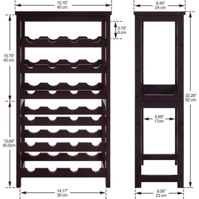 Стеллаж для вина на 24 пляшки з бамбука, 6-ярусний, з полицями та столом (колір: коричневий)