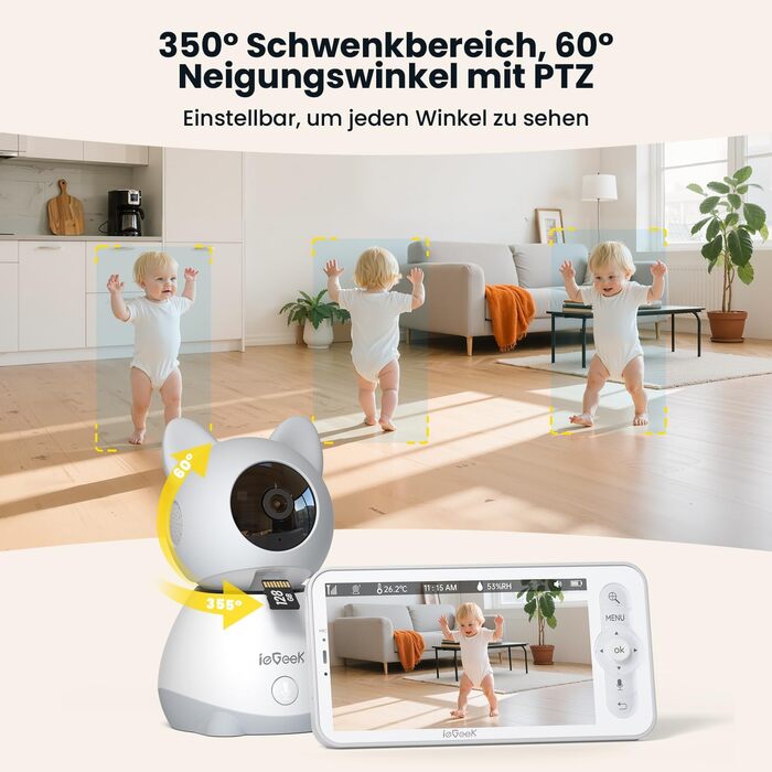 Відеоняня ieGeek 2K з камерою та нічним баченням, 5
