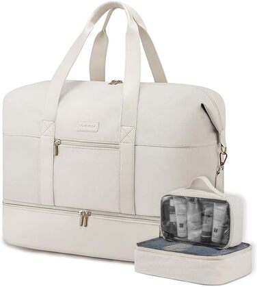 Спортивна сумка LOVEVOOK для подорожей: дорожня сумка-валіза, дорожня сумка-мішок, сумка для одягу, валіза для ручної поклажі, сумка для пологів, з відділенням для взуття та косметичкою, бежево-коричнево-чорна