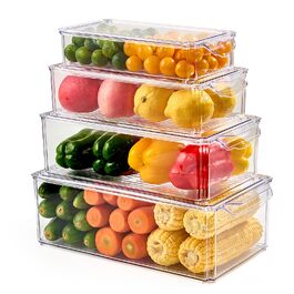 Організатор для холодильника, прозорий, набір 4 шт. з кришкою для зберігання продуктів