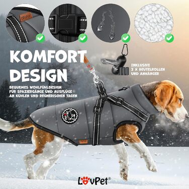 Куртка для собак аксесуари, зимова жилетка водонепроникна, м'яка жилетка, світловідбивачі, D-кільце L, антрацит