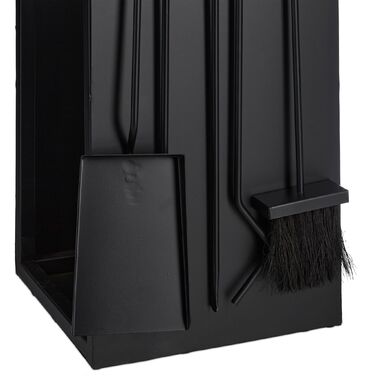 Стильна полиця для дров Relaxdays чорного кольору з місцем для столових приборів