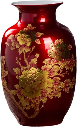 Ваза декоративна східна кераміка, з дизайном півоній, 22.9 см Luckyvase